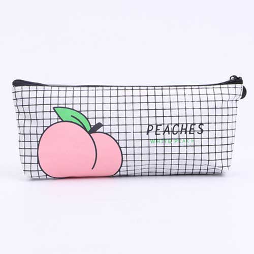 Kawaii Canvas Pencil Case Fruit Peach Pink Girls for School Pencil Box Pencilcase Pencil Bag School Supplies Stationery: D