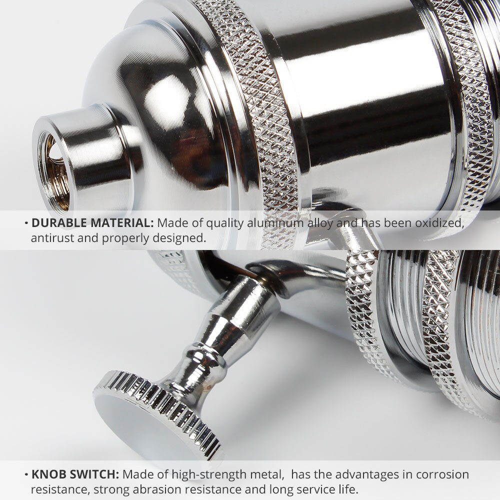 Lampesokkel  e27 industriell lampeholder skrue pæresokkel aluminium retro pendel armaturer luster lampeholdere armatur årgang diy