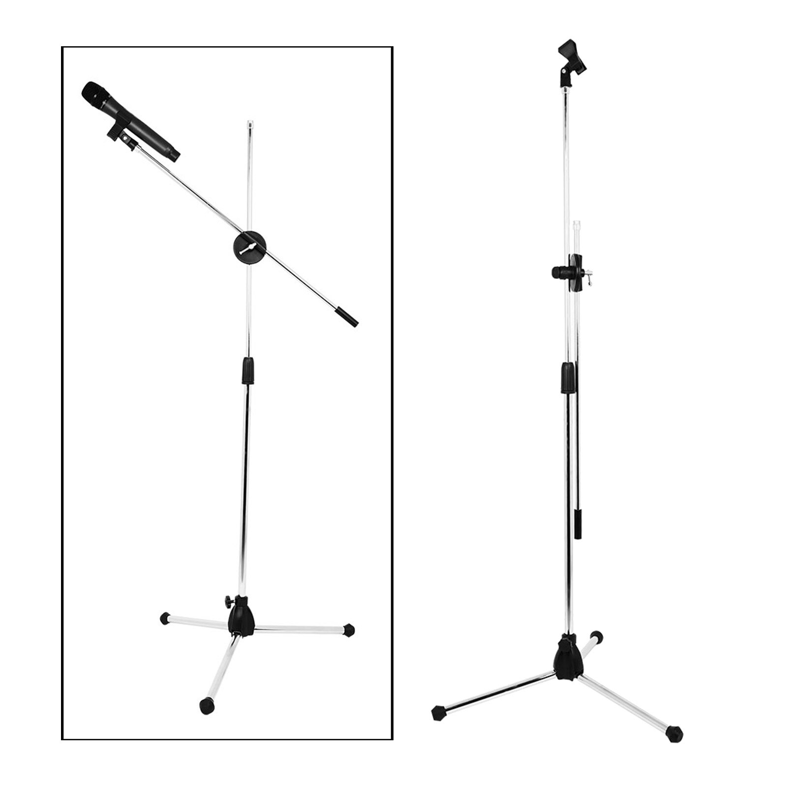 Telescopic Microphone Stand Stage Mic Tripod Holder 2 Mic Clip