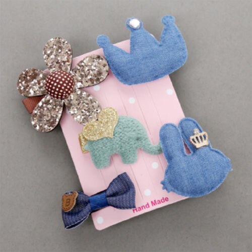 6pz/5pz Del bambino Tornante clip di Capelli Della Ragazza dell'arco Del Fiore mini Barrettes stella Bambini infante noi: verde