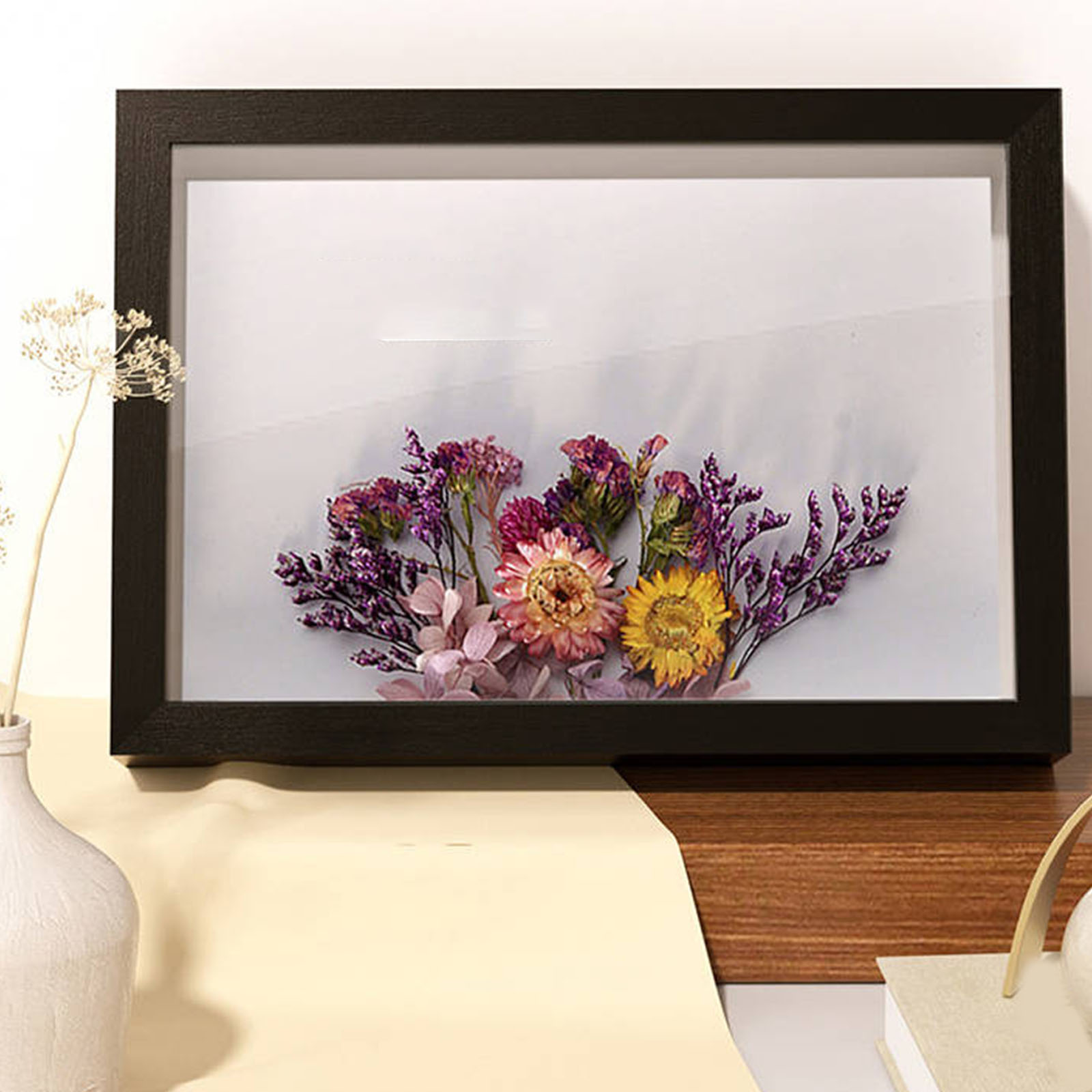 3D Foto rahmen Holz DIY Schatten Kasten Rahmen getrocknete Blume Vitrine für Blumen Eintrittskarten Dekor Bilderrahmen tief füllbare Rahmen