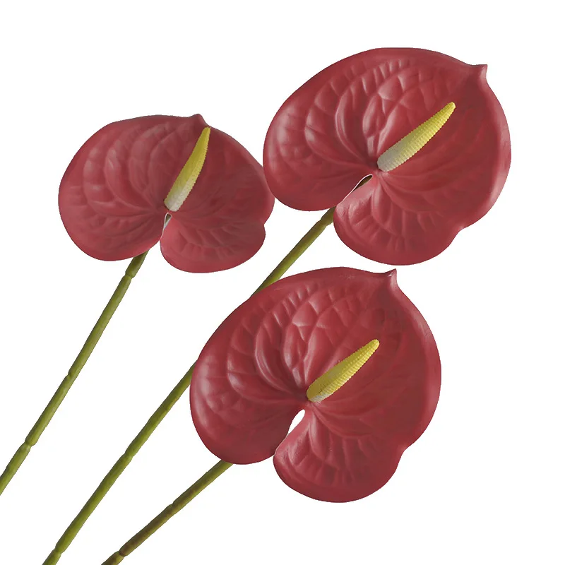 Flor de imitación para decoración del hogar, Planta Artificial, película de impresión 3D, palma roja, decoración de boda