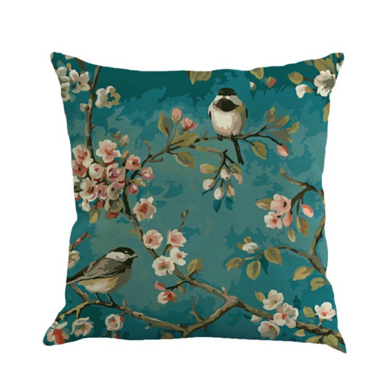 Cojines de sofá 45x45 cm, Cojines de pájaros para el hogar, Cojines decorativos de mariposa, Cojines de lino para decoración del hogar, textiles para el hogar