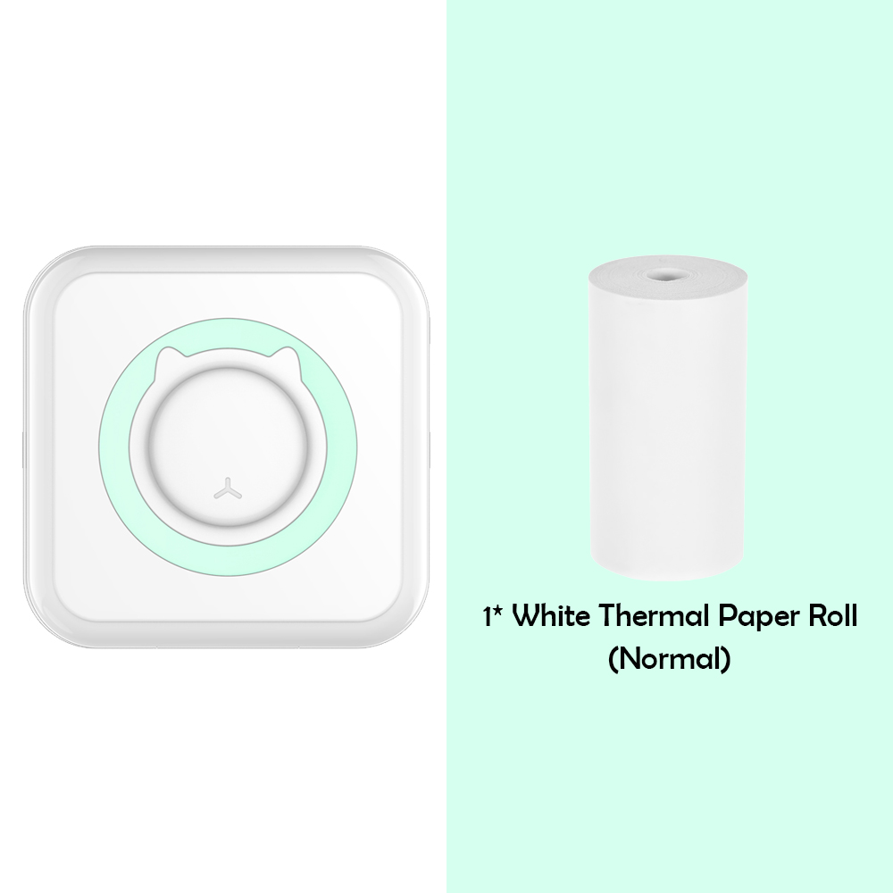 C15 Pocket Thermal Printer Portable Mini Wireless BT Connect 200dpi Photo Label Memo Wrong Question Printing with 1 Roll Paper: Green A