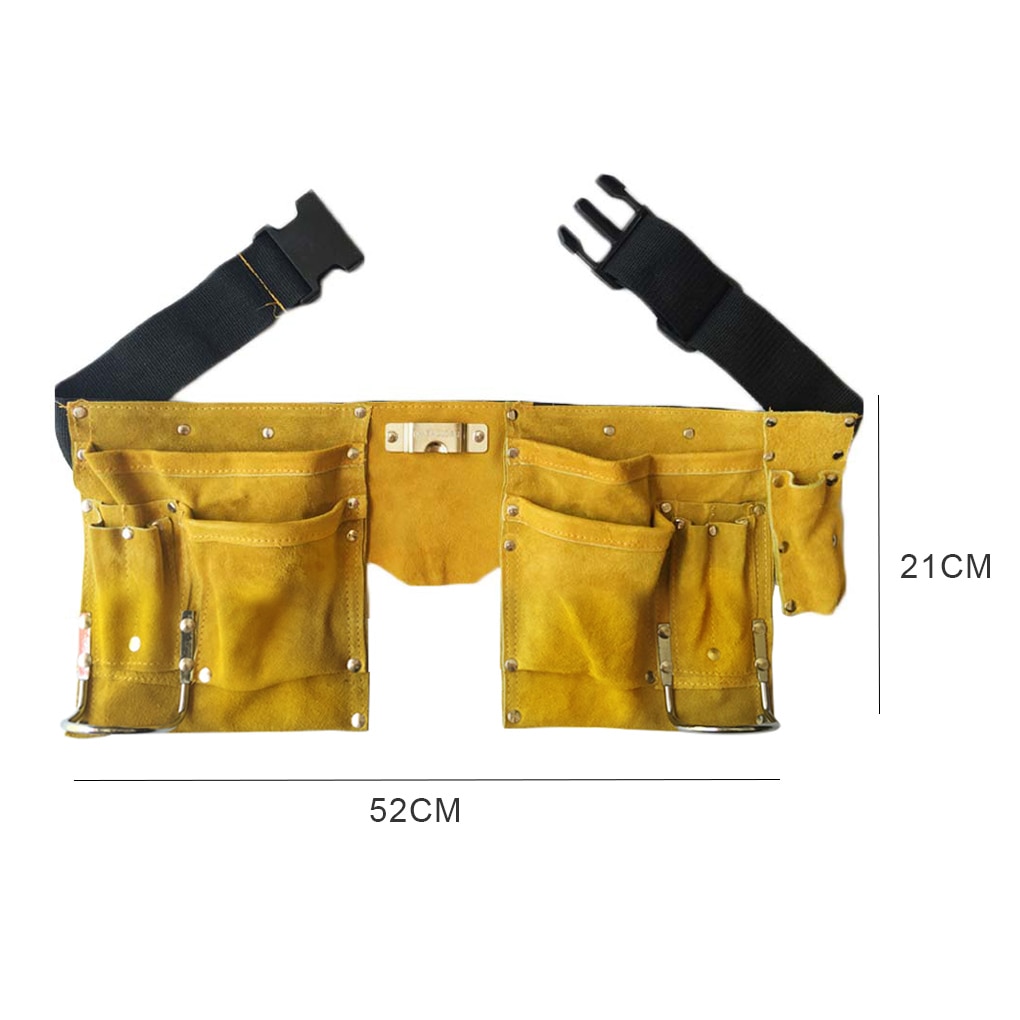 Leather Tool Belt Quick Release Buckle Carpenter Construction Work Apron Tool Storage Pouch Belt: Default Title
