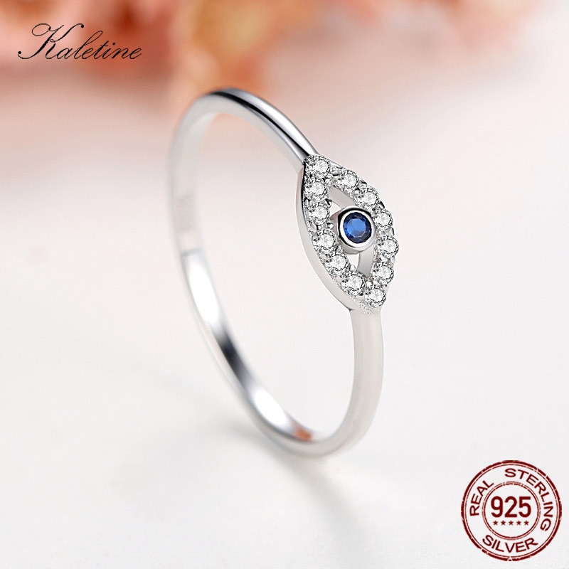 Kaletine-Anillo de Plata de Ley 925 con de ojo malvado para hombre y mujer, sortija, plata esterlina, Circonia cúbica azul, rosa amarilla, joyería de compromiso, del anillo