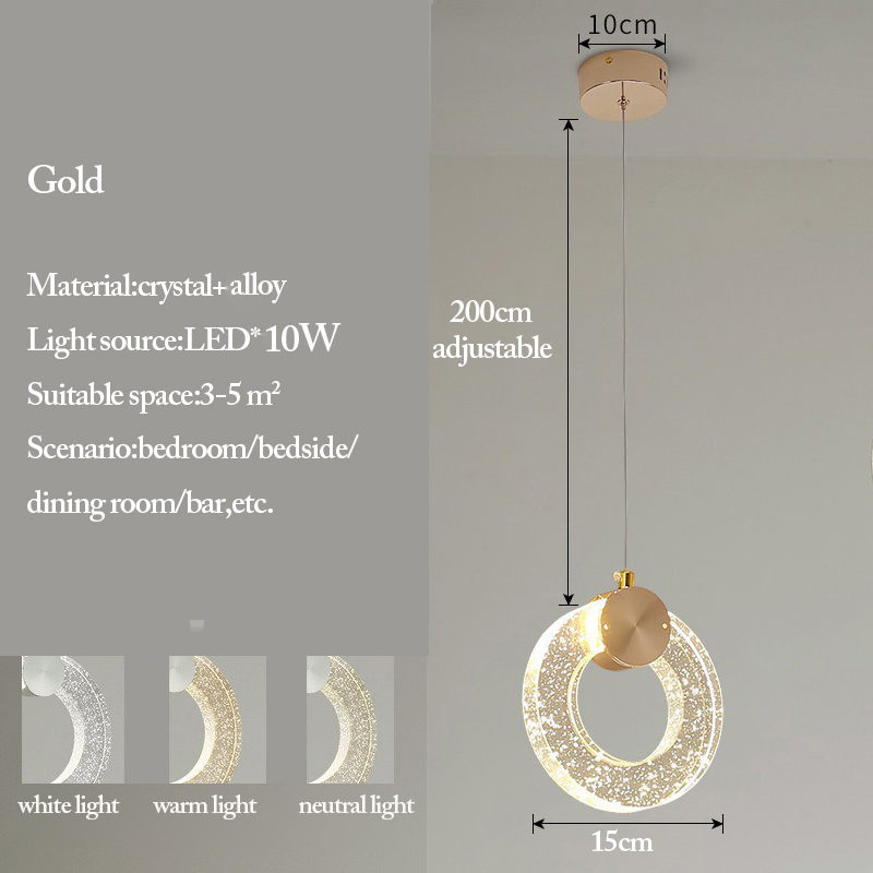 Bedside Crystal Pendant Lights Nordic LED Living Dining Room Bedroom Indoor Hanging Lamp Home Decor Lustres Suspension Luminaire: Orange