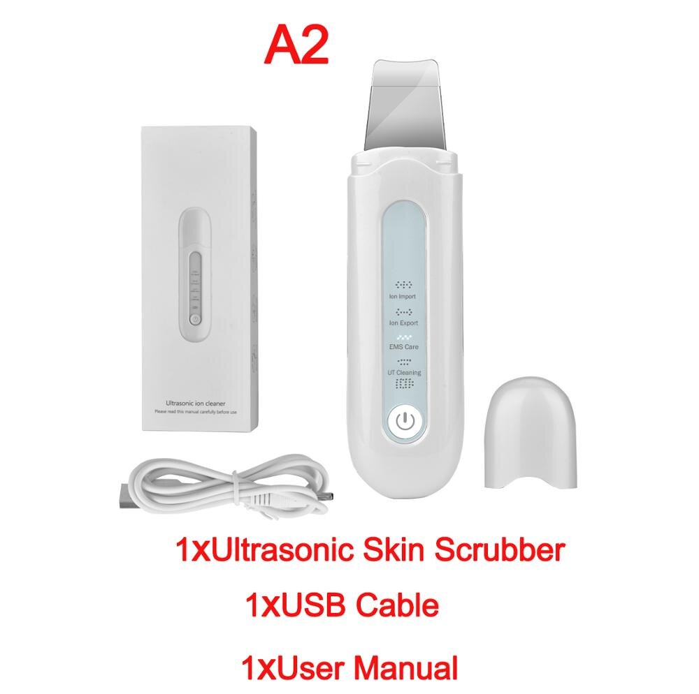 Limpiador ultrasónico de iones para piel, eliminador de espinillas, Extractor de poros, vibración de Peeling, herramienta de elevación Facial con carga USB: A2