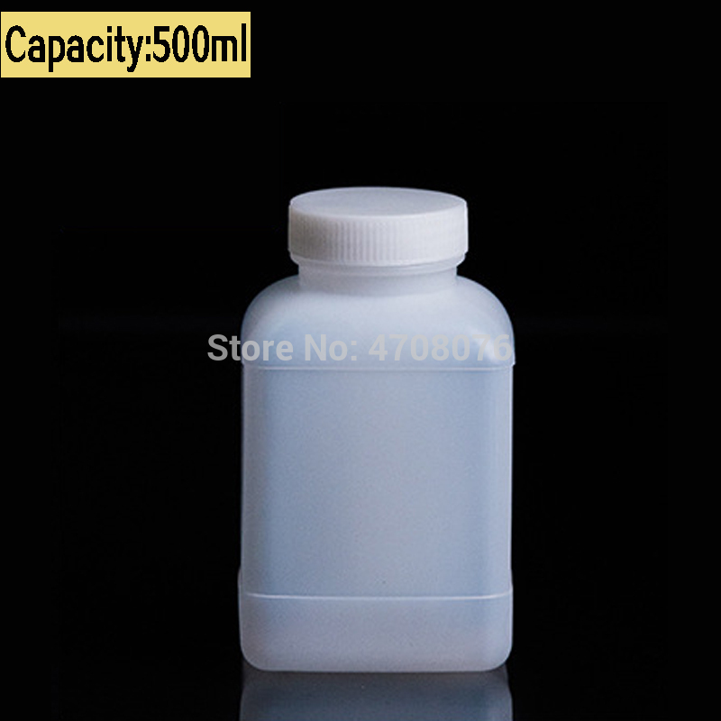 PE lab reagent bottle with scale mark Plastic sample bottle with screw cover rectangle for chemical experiment 500ml 6pcs/pack