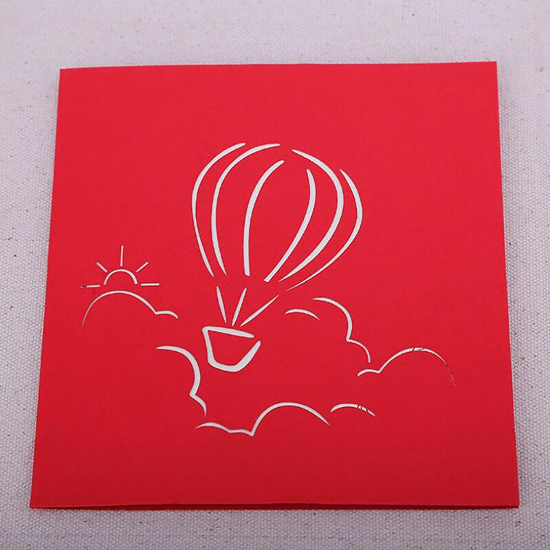 Postcard Vintage Envelope 3D -up Greeting Card Air Balloon Paper Handmade Valentine\'s Day Cutting Happy Birthday