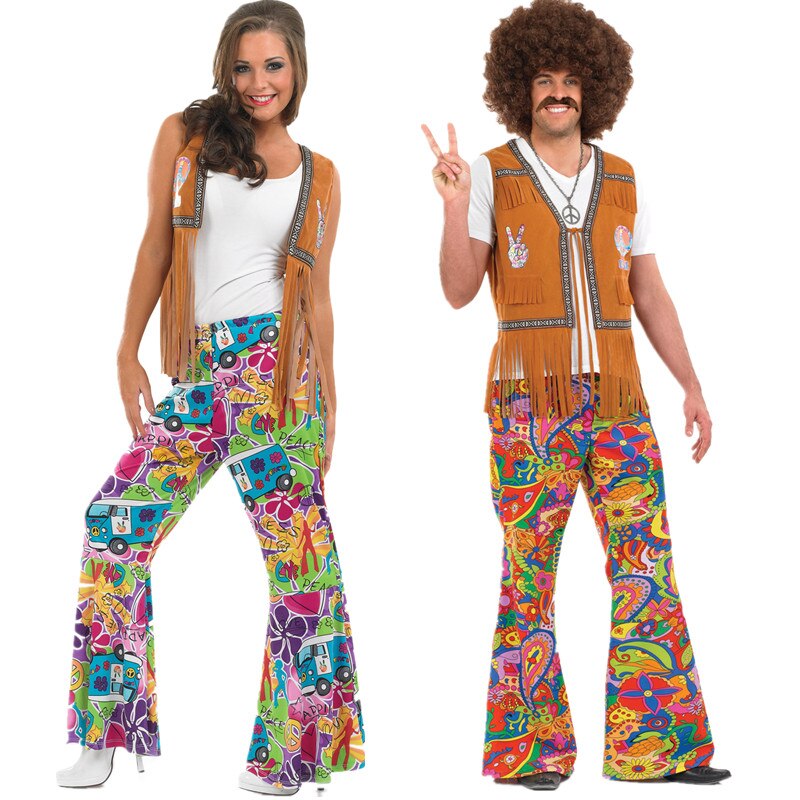 Mannen/Vrouwen 60S/70S Retro Hippie Groovy Dansen Groovy Hippy Disco Fancy Dress Up Kostuum Bellbottoms masquerade Party Kostuums