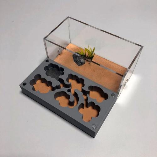 3D Ant Nest Met Voeden Gebied Beton Huisdier Mier Heuvel Workshop Vullen Zwembad Acryl Verpletteren Farm Reptiel Doos MJ63017: A