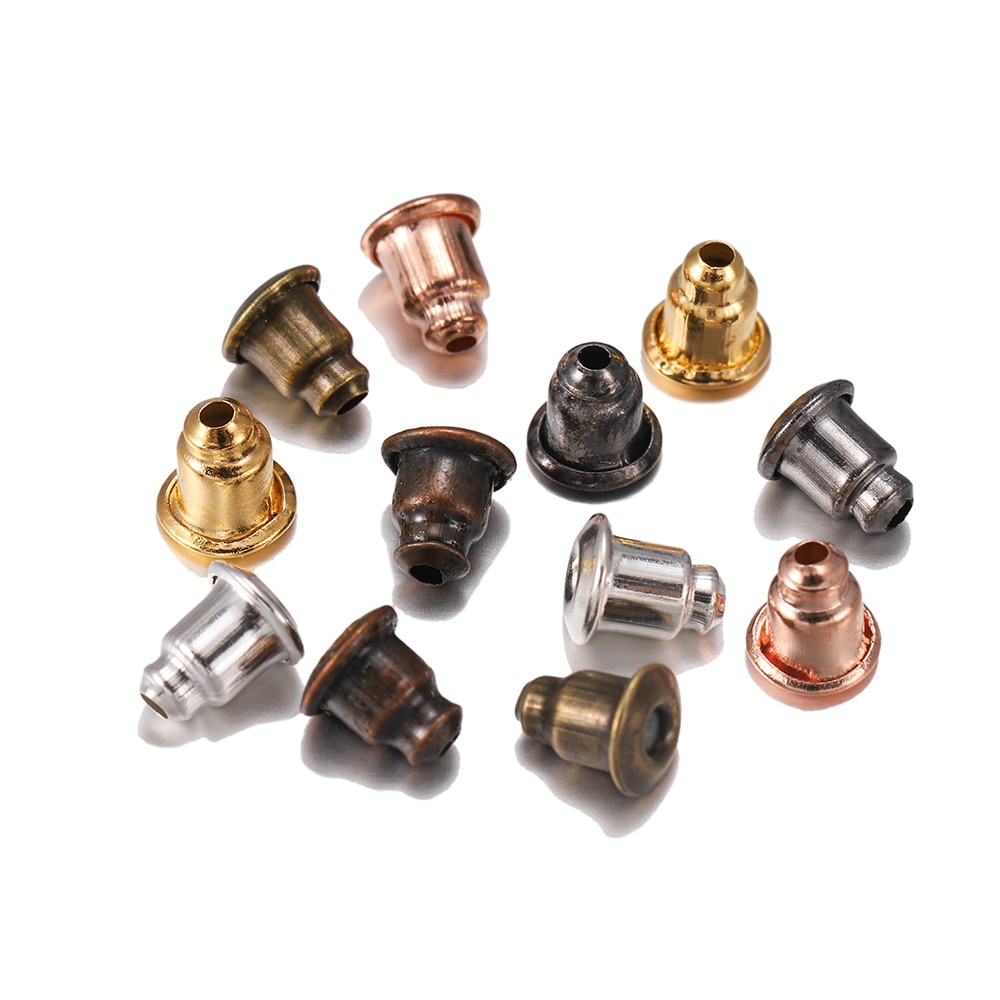 Size 5*6mm 50-200pcs/lot Gold Metal Caps Earring Studs Stopper Bullet Earring Back Plugging Blocked For Diy Jewelry Making