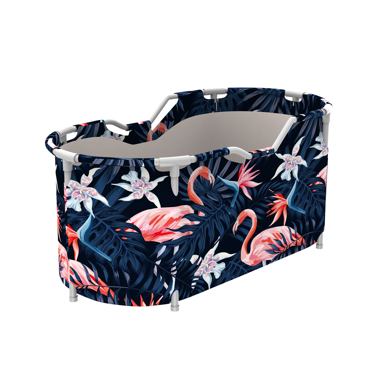 Folding Bathtub Adult Household Bath Barrel Double Foldable Bath Tub Portable Peach Skin SPA Bath Tub With Lid Home Sauna: Beige