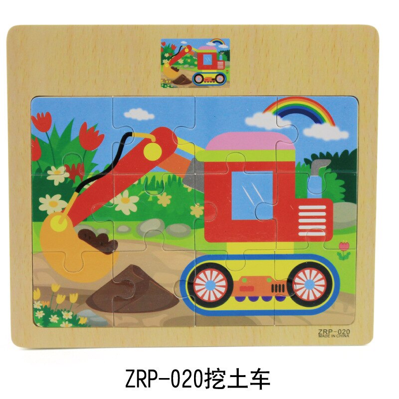 12 tablets cartoon animal traffic awareness wooden puzzle baby puzzle children wood girl boy toy