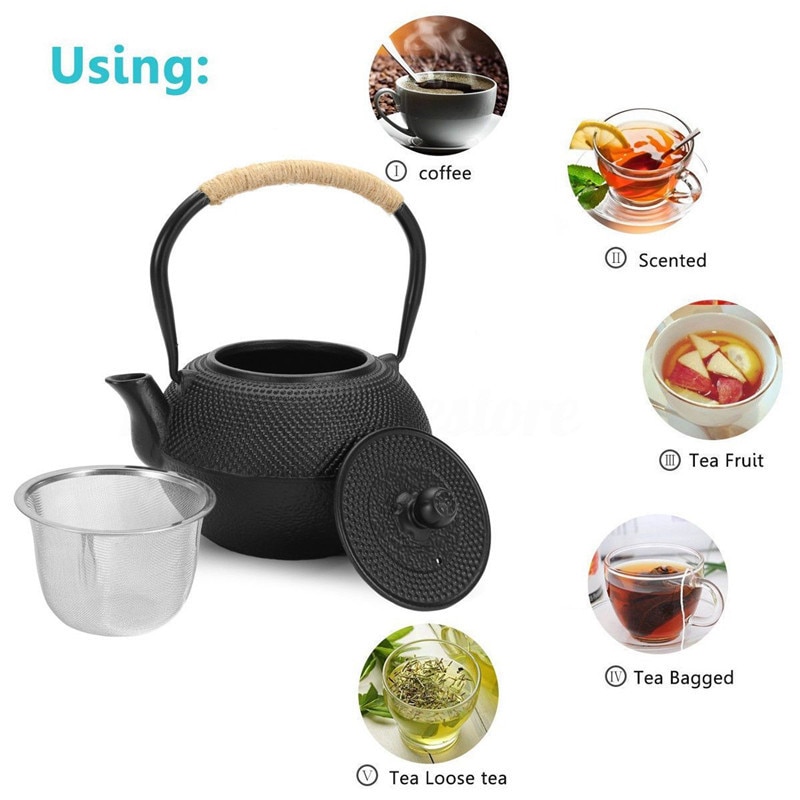 1.2L Japanese Tetsubin Style Iron Tea Pot Kettle Tetsubin Teapot + Strainer