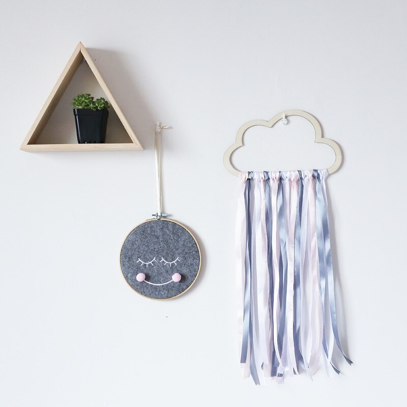 ins styl skandynawski drewniane puste chmury kutas wisiorek wiszący ornament ścienny dekoracja pokoju dziecięcego przedszkole fotografia rekwizyty: I