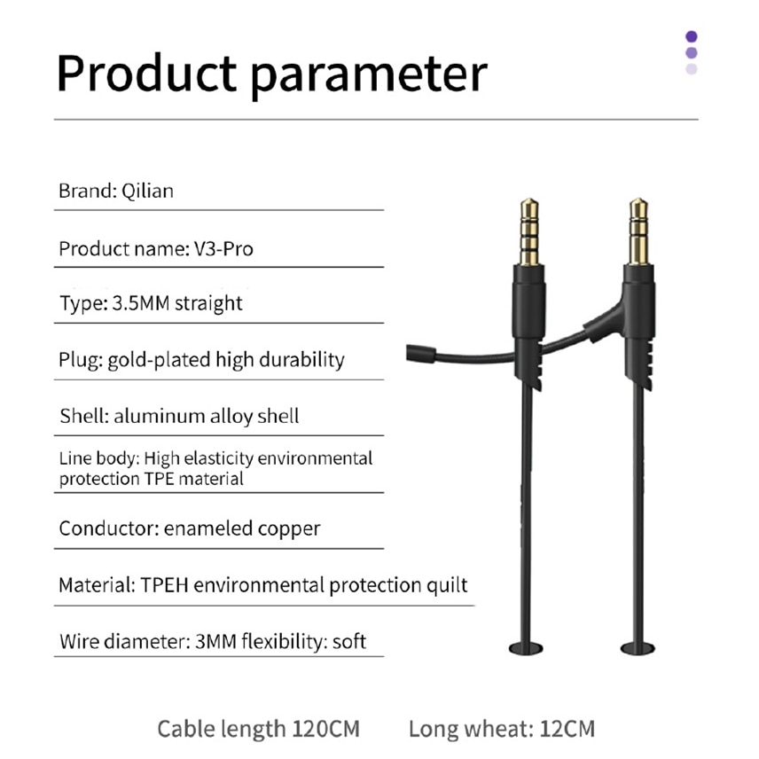 1.2M Boom Microphone Cable Studio Mic For 3.5mm Headphone With Condenser Mic For Phone PC