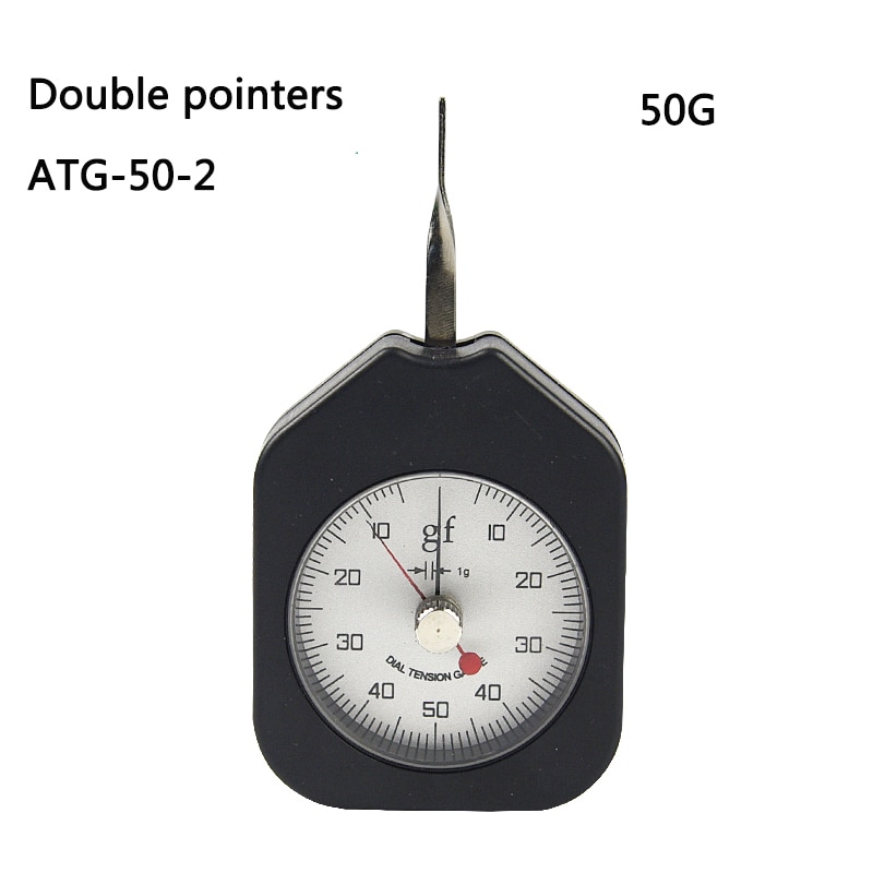 50g dial tensiometro Analoge spanning gauge Dubbele pointers tensionmeter ATG-50-2