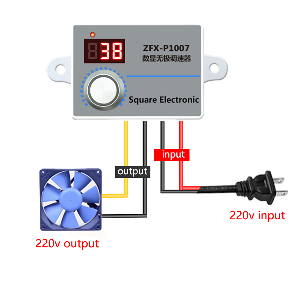 500 W einstellbarer 220 V Lüfterschalter Geschwindigkeitsregler Langlebige Digitalanzeige Motorreduzierer Regler Geschwindigkeitsregler Netzteil