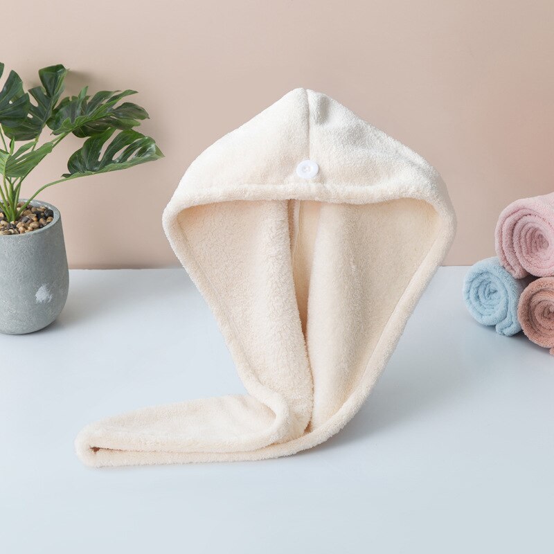 Toalla de microfibra para el pelo para mujer, Toalla de baño de secado rápido, superabsorbente, gruesa, para adultos, gorro de secado para cabello: White Hair Towel