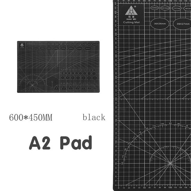 60*45cm A2 Cutting Board Cameo Mat Grid Line Self-healing Board Craft Card Multi-color Double-sided Desktop Cutting Pad Cricut: black