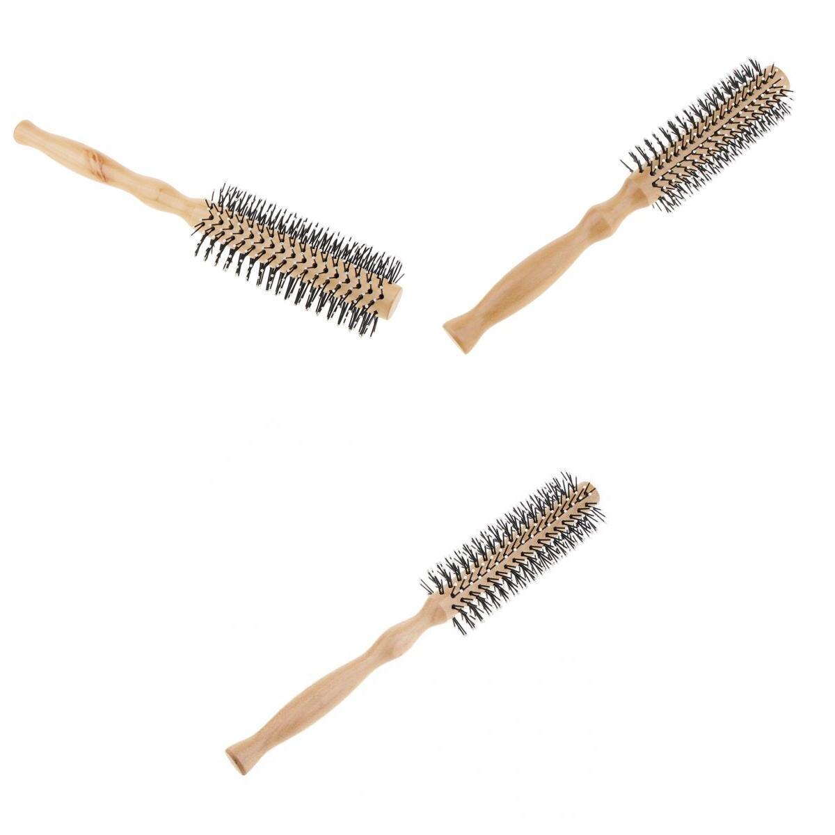 Cepillo antiestático redondo, peine para el cabello ondulado y rizado, desenredador para el cuidado del cabello, 3 uds.