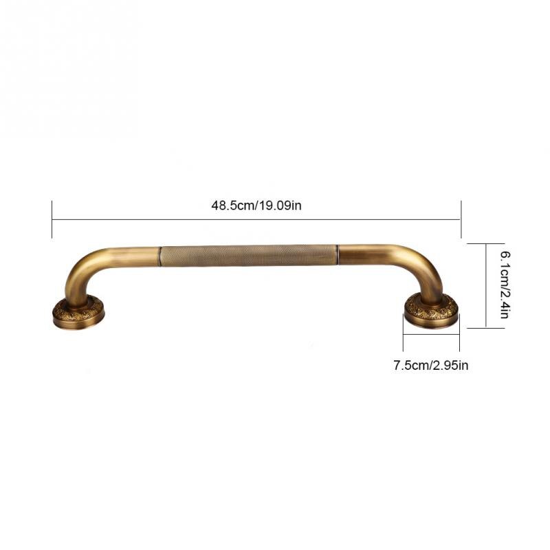 Bathroom Tub Toilet Handrail Brass Carved Shower Tub Safety Grab Bar Wall Mounted Antique Style Shower Safety Support Handle