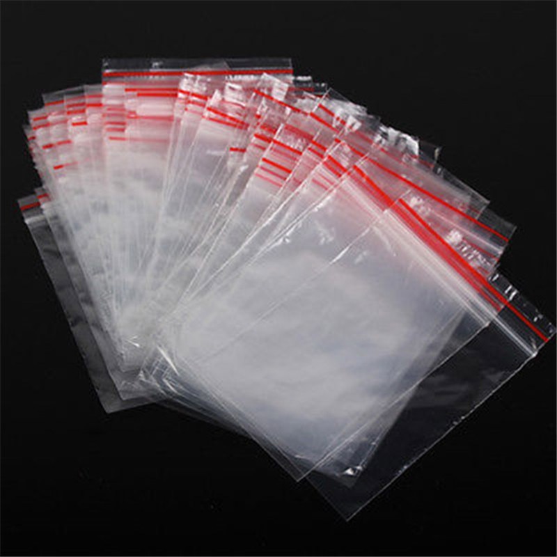 100 pcs/set 0.05 mm Thickness Jewelry Ziplock Postal Compressed Lock Reclosable Plastic Poly Clear Bags