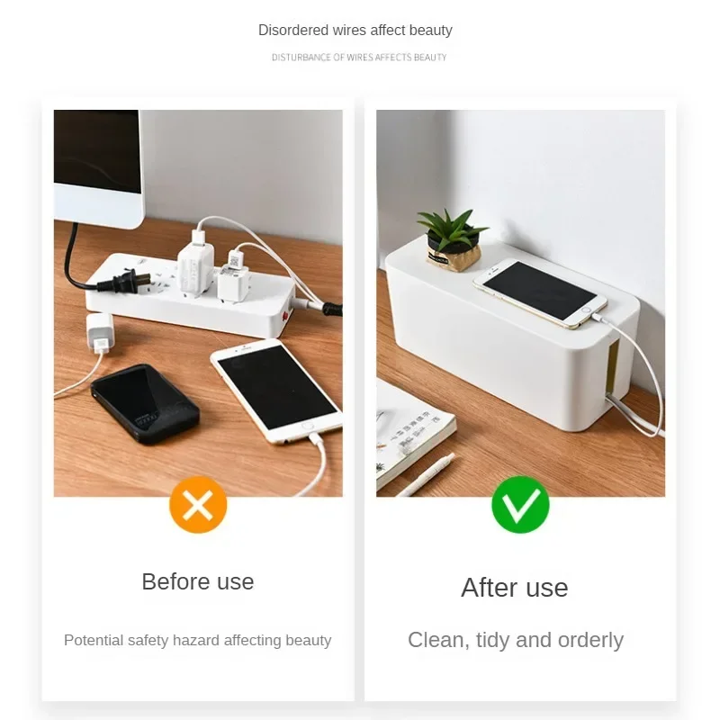 Caja de almacenamiento de cables, caja de almacenamiento de regleta de alimentación de escritorio, caja de almacenamiento de enchufe a prueba de polvo, caja de cables para el hogar, organizador de cables de gestión de cables