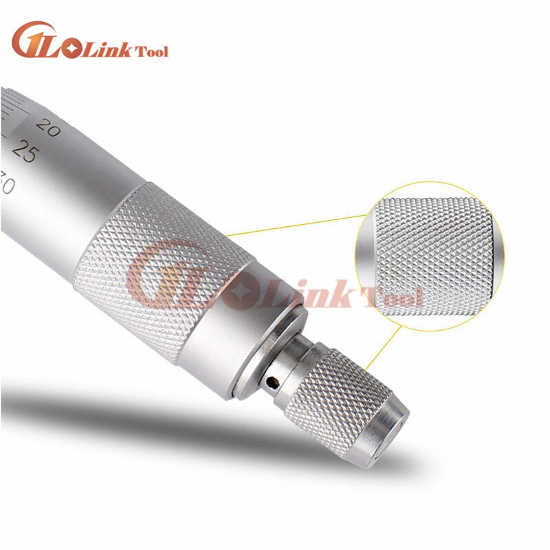 Silver Range 0-13mm Round Needle Plat Type Measure Tool Knurled Adjustment Knob Micrometer Head Measurement