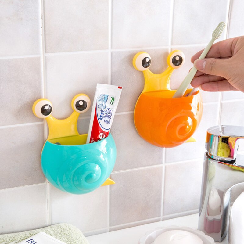 Support mural de rangement en forme d'escargot | Mignon Kawaii abeille et escargot, support mural pour brosse à dents, étagère de salle de bains, organisateur pour l'entretien ménager, ventouse forte,