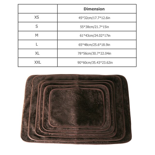 Hondenbed voor grote honden, hondenmat, deken, warm pluche hondenkussen, klein middelgroot hondenbed voor huisdier, kattenmat, hondenkussen, bed  bd0010: Bruine hondenmat / Xxl