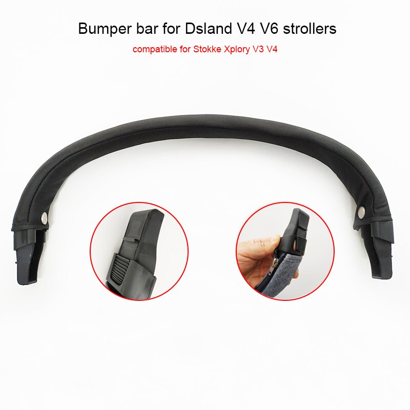 Barra de parachoques para cochecito Compatible con Stokke Xplory V3 V4 Dsland Series, reposabrazos, barra de seguridad, pasamanos, Accesorios para Carro: V3V4 armrest-black