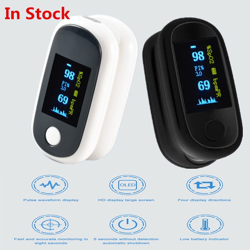 Oxymètre De pouls SpO2 PR PI oxymètre De fréquence cardiaque Rechargeable OLED à batterie au Lithium USB arrêt automatique