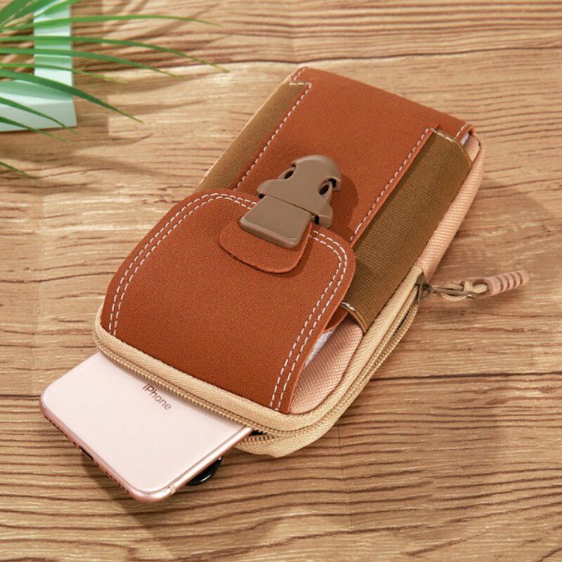 6 zoll Männer PU Leder Taille Taschen Kleine Karte Halfter Telefon Brieftasche Packungen Gürtel Langlebig fanny Geldbörse Schwarz Kaffee