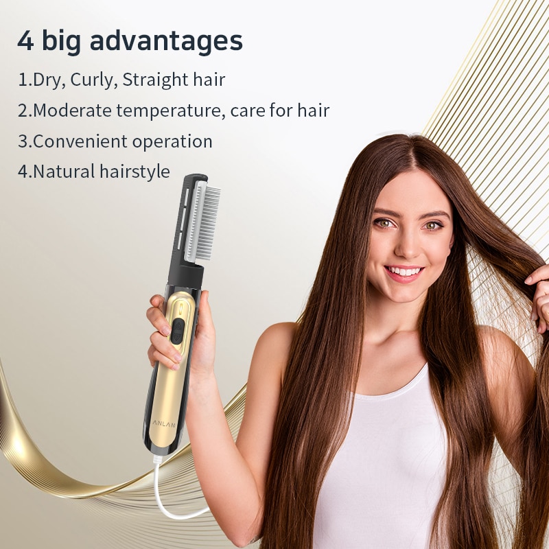 ANLAN-cepillo de aire 3 en 1 multifuncional, peine para el cabello, Alisador, secador de pelo de un paso, peine de aire, herramienta de alisado