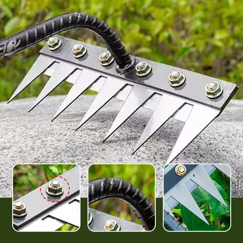 5/6/7/8 Teeth Iron Gardening Hoe Weeding Rake Farm Tool Grasping Raking Loosening Soil Nail Rake Tool Artifact Harrow Farm Tool