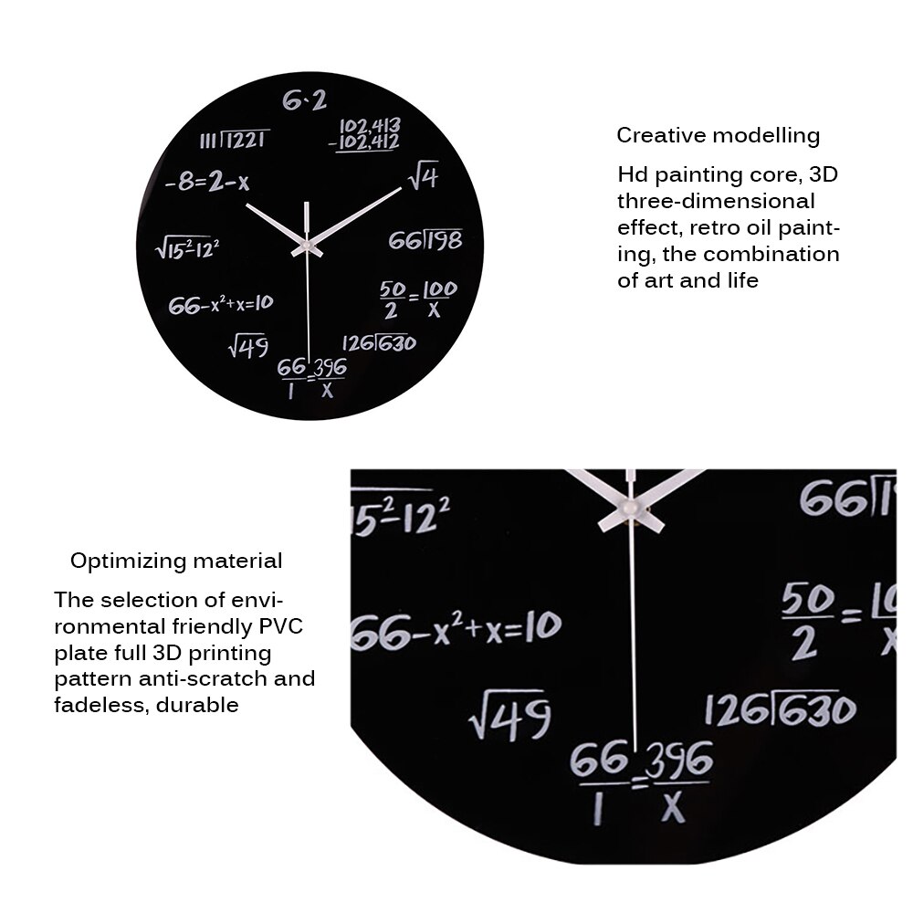 12 tommers digital veggklokke tavle geek klokke akryl stille matematikk pedagogisk for barn lærere skole klasserom dekor