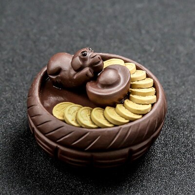 Sable violet chanceux thé ornements pour animaux de compagnie peut élever Boutique lingots Cornucopia zodiaque chien Wang Cai thé accessoires: G