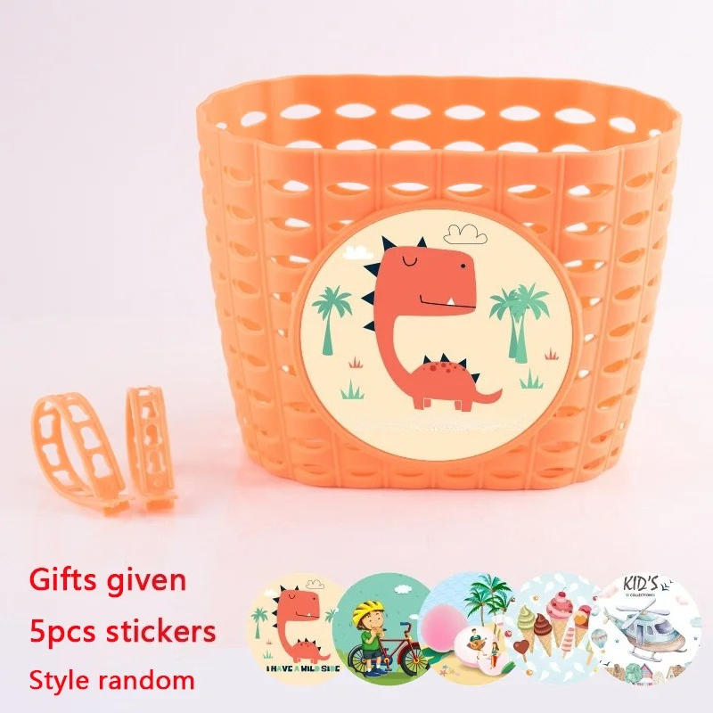 Sacs de guidon avant de vélo pour enfants, sacoches de vélo en plastique imperméables pour garçon et fille, ensemble de paniers de vélo génériques avec autocollants: Rouge