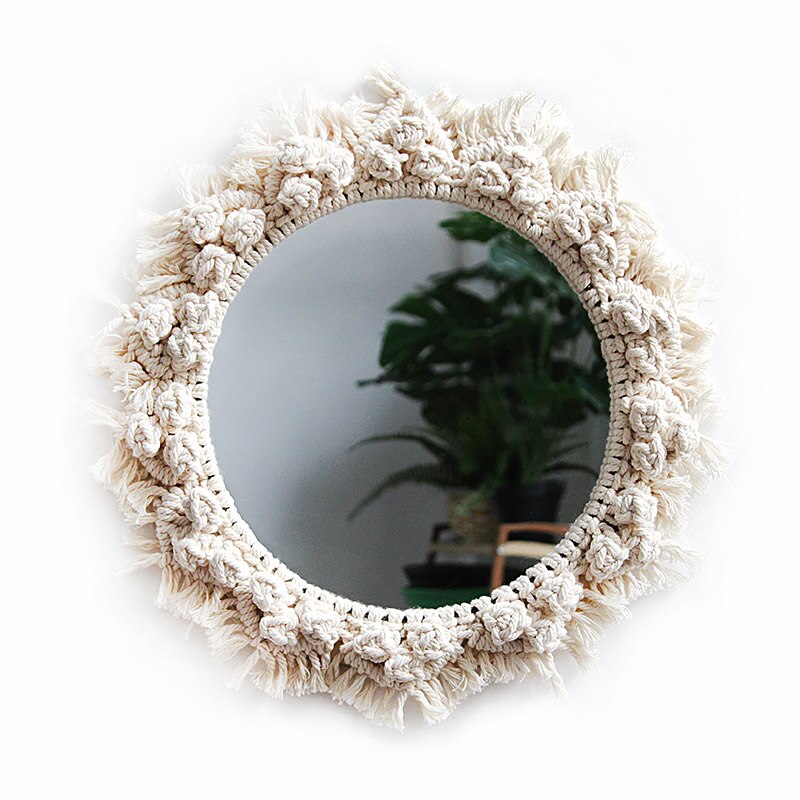 Espejo nórdico para cosméticos, espejo redondo montado en pared para baño, espejo decorativo montado en pared de habitación, espejos de pared: C