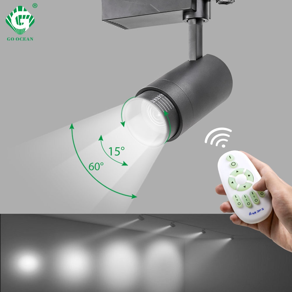 2.4G RF système de contrôle sans fil LED éclairage sur rail luminosité CCT Dimmable Zoomable piste lumières 20W aluminium éclairage intérieur