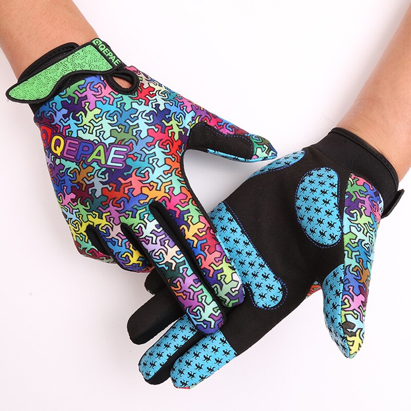 Qepae Cycling Gloves Full Finger MTB Bicycle Gloves Half Finger Anti-slip Shockproof Gel Breathable Lycra Padded Palm Gloves: QG7509 / XL
