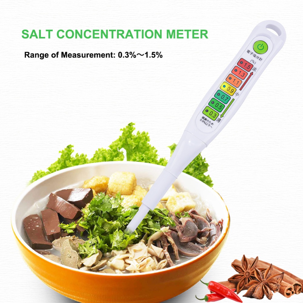 Yieryi førte saltholdighedsmåler elektronisk mad saltmåleranalysator til køkken mad suppe pen form