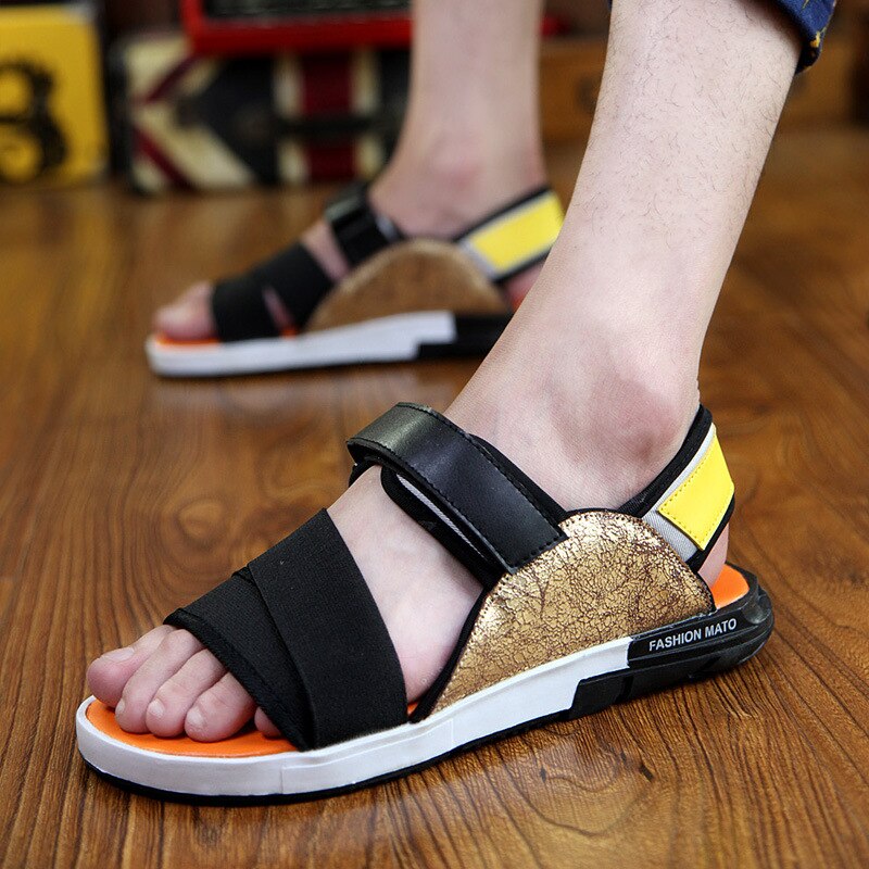 Fritids krokløkke menns sandaler grunnleggende foran bakreim lav sommersko sying blandede farger uformelle menn strandsko