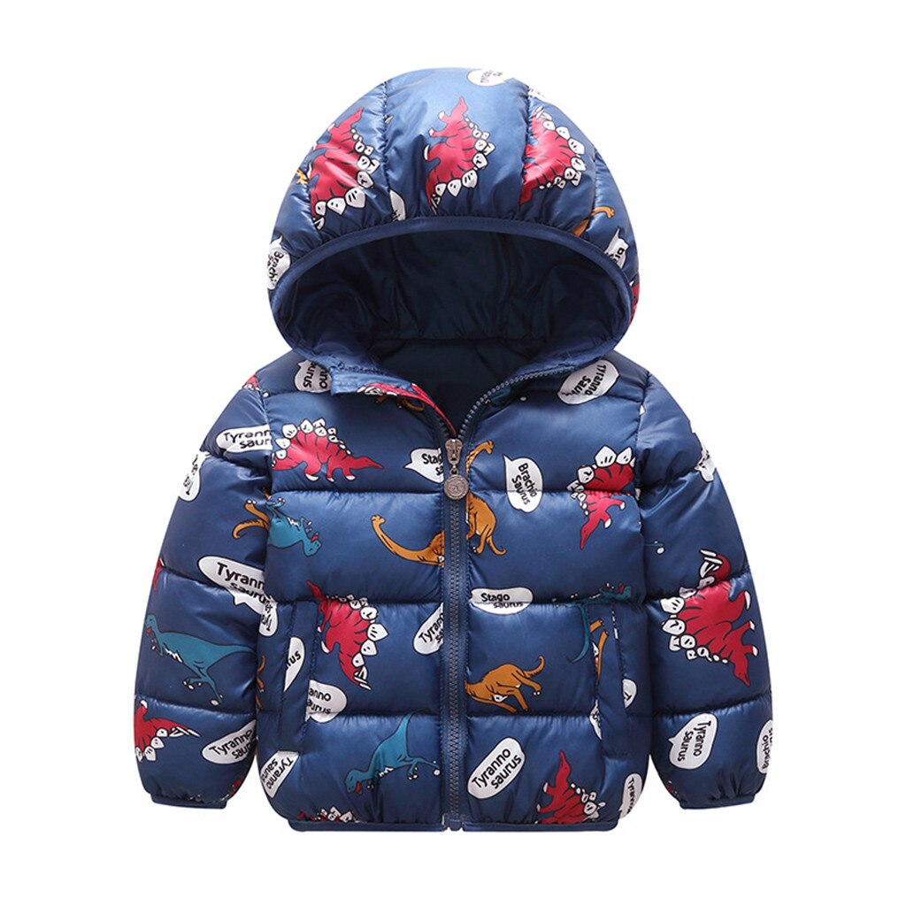 Dessin animé imprimé bébé manteau à capuche enfant en bas âge bébé filles hiver dessin animé coupe-vent manteau à capuche vêtements d'extérieur chauds veste: Bleu marine / 4T