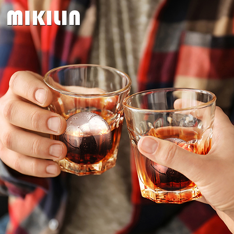 55mm Stainless Steel Ice Cubes Set Reusable Chilling Stones with Ice Tong Whiskey Cooler Wine Cooling Metal Ice Balls Bar Tools