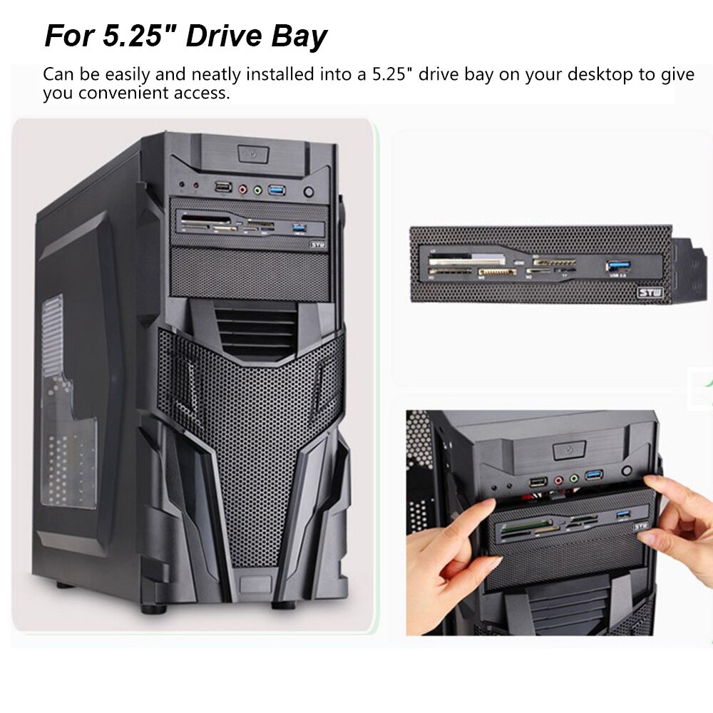 STW 5.25" Internal Card Reader Media Multi-Function Dashboard PC Front Panel USB 3.0 Support CF XD MS M2 TF SD card reader smart