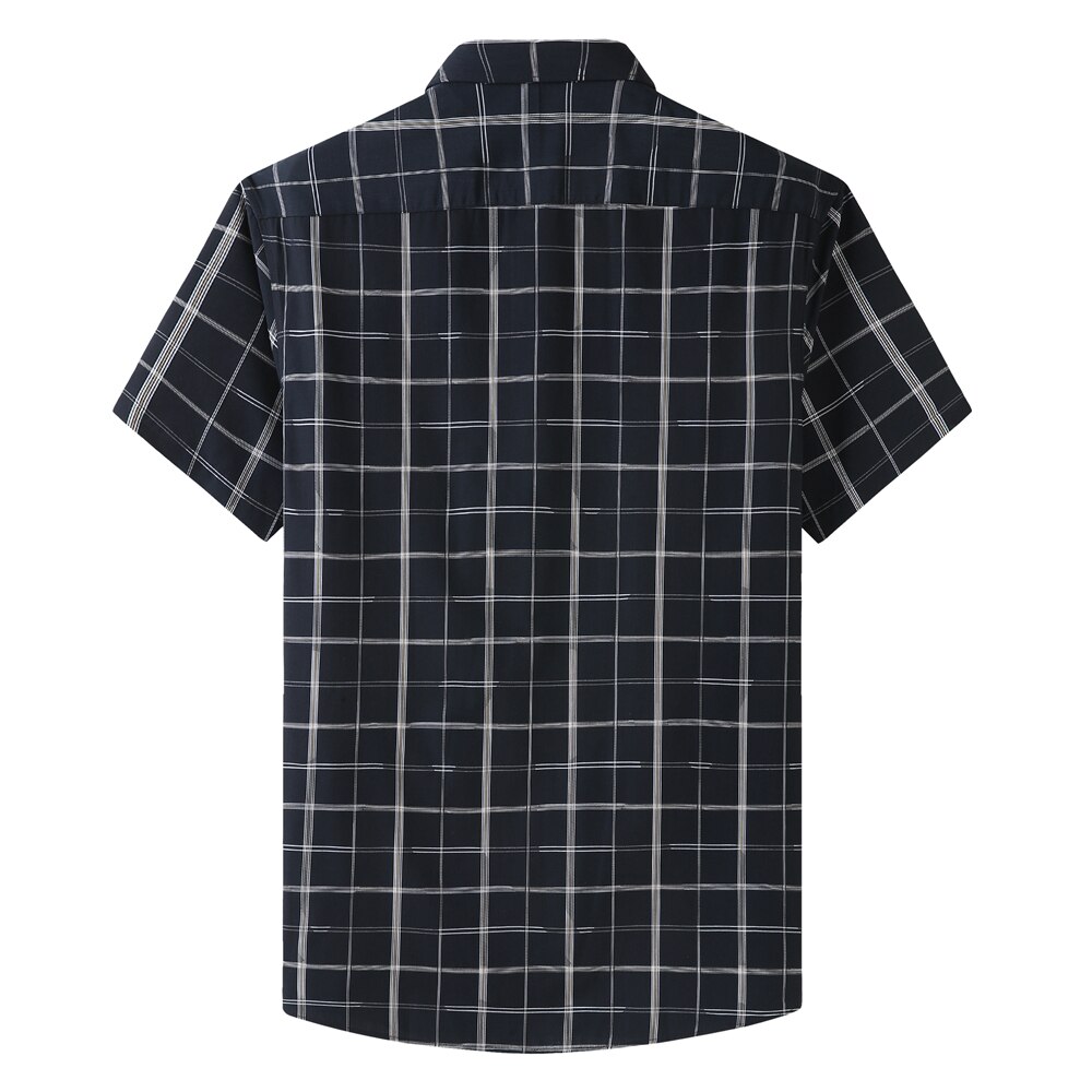 Plus Size 7XL 8XL Men's Shirt Summer Short Sleeve Plaid Loose Business Casual High Male Brand Shirt Black White